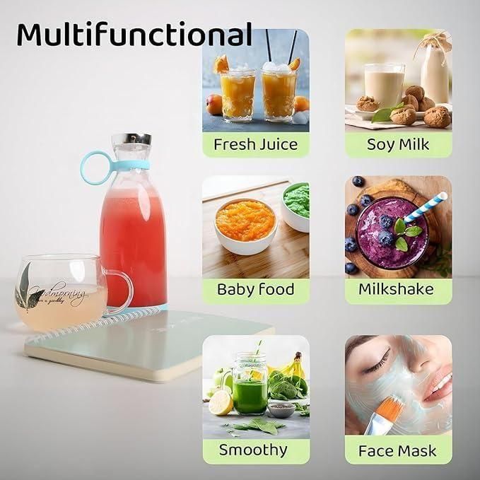 USB Rechargeable Mini Blender – 400 ml | 6-Blade Copper Motor | 20 000 RPM