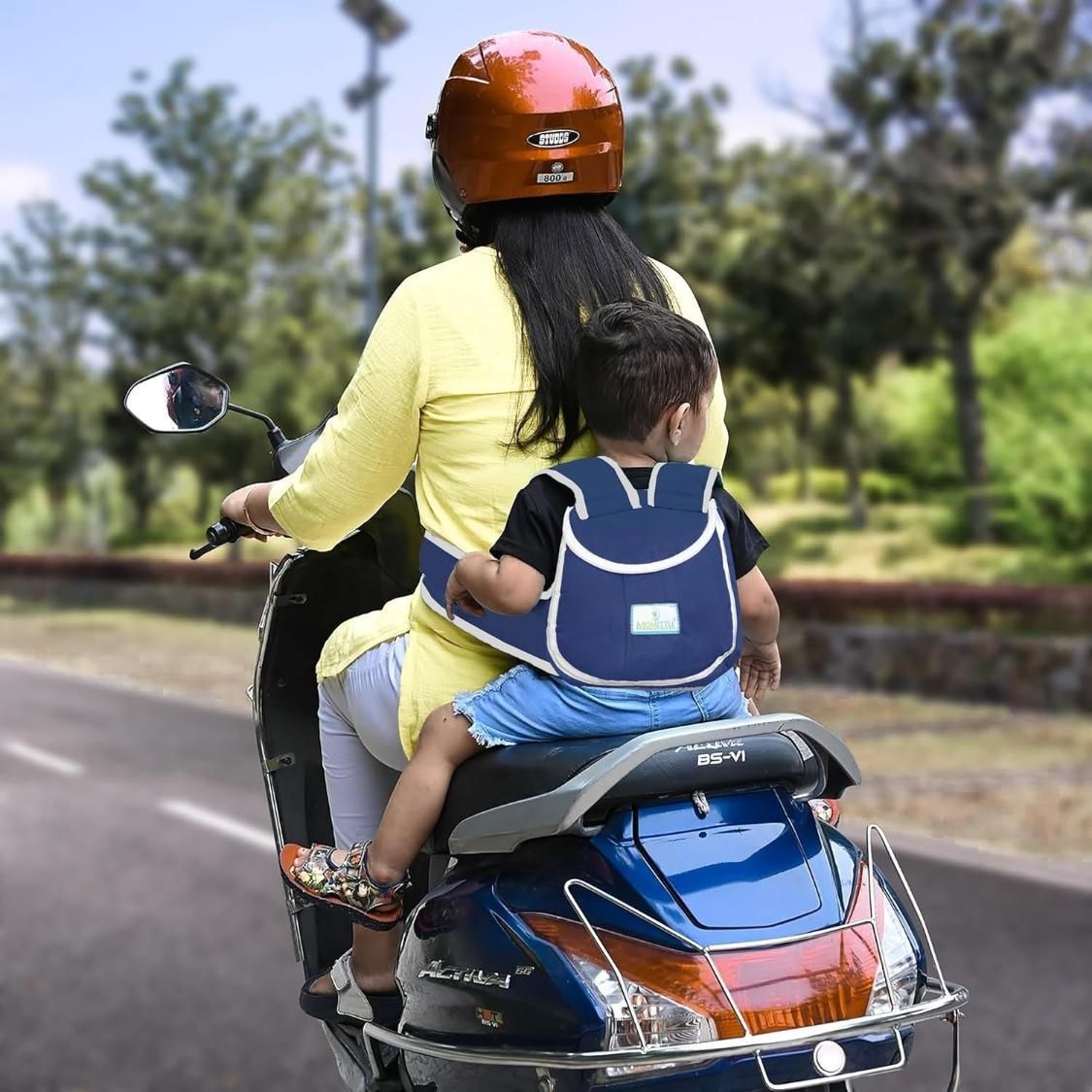 Child Safety Belt for Two-Wheeler | Adjustable Harness | Helmets Compatible | 1-8 Y