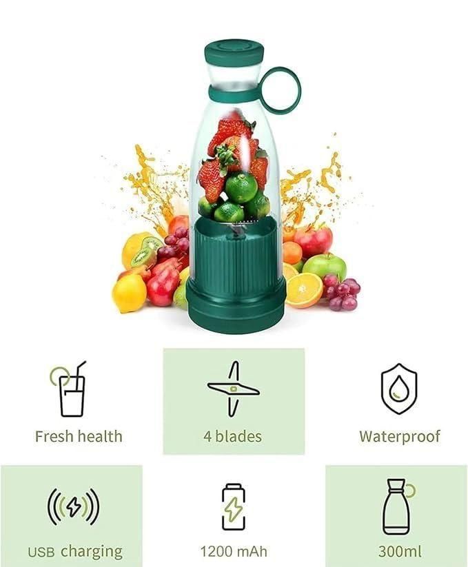 USB Rechargeable Mini Blender – 400 ml | 6-Blade Copper Motor | 20 000 RPM