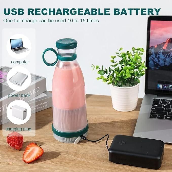 USB Rechargeable Mini Blender – 400 ml | 6-Blade Copper Motor | 20 000 RPM